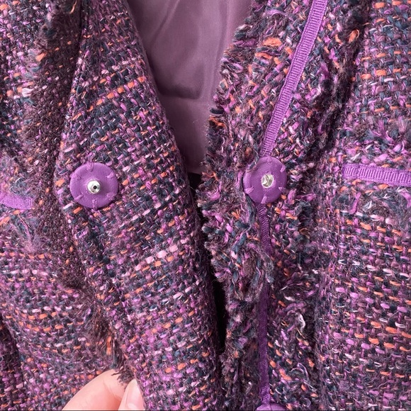 💕HP! Vintage Charter Club 3/4” sleeve tweed blazer jacket with shoulder pads! - Picture 3 of 8